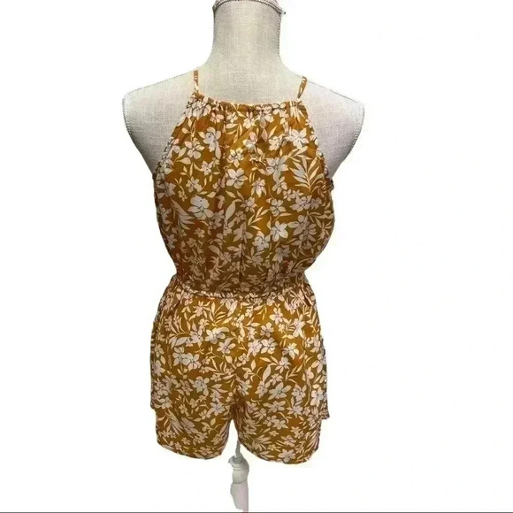 WOMENS’S OLD NAVY KEYHOLE ROMPER WITH POCKETS•SIZE XS•YELLOW&WHITE• - Picture 4 of 5